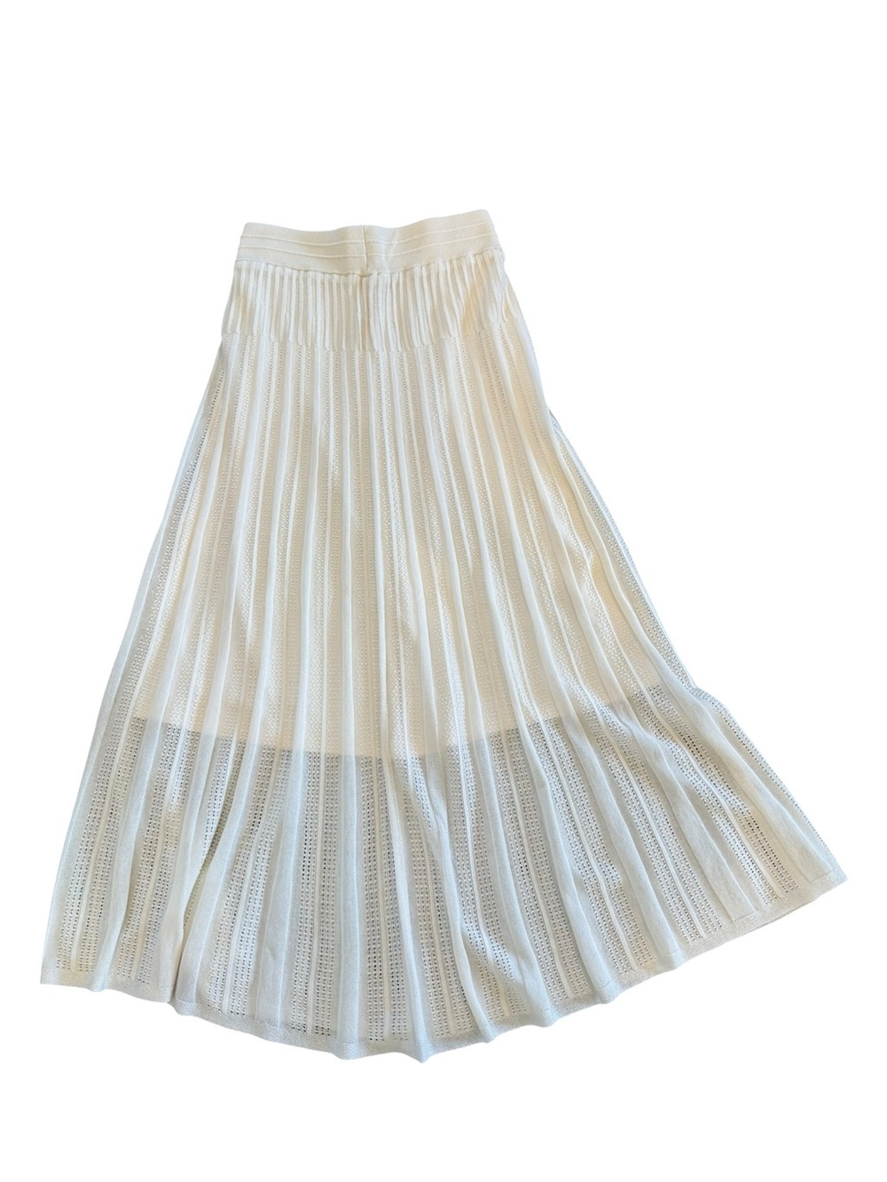 GU Uniqlo Cream Boho Hippie Prairie Maxi Knit Cottagecore Flower Child Skirt S - Picture 3 of 9